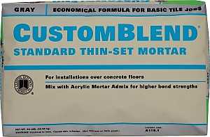 Custom CBTSG50 Series Thin-Set Mortar, Gray, Powder, 50 lb Bag, 85 to 95 sq-ft Coverage Area