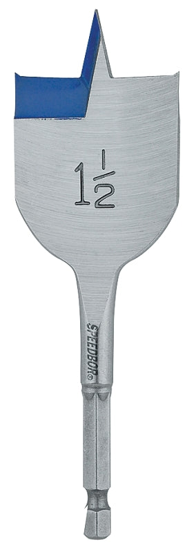 Irwin SPEEDBOR 87924 Spade Drill Bit, 1-1/2 in Dia, 4 in OAL, Short Length, Flat Flute, 1/4 in Dia Shank, Hex Shank