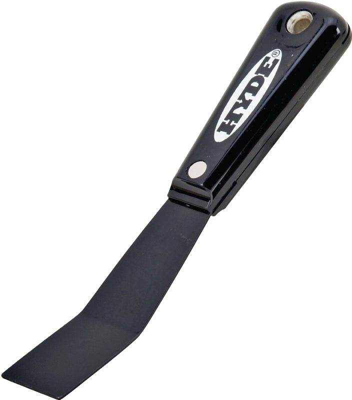 Hyde Black & Silver 02070 Scraper, 1-1/4 in W Blade, HCS Blade, Nylon Handle, Tapered Handle, 7-5/8 in OAL
