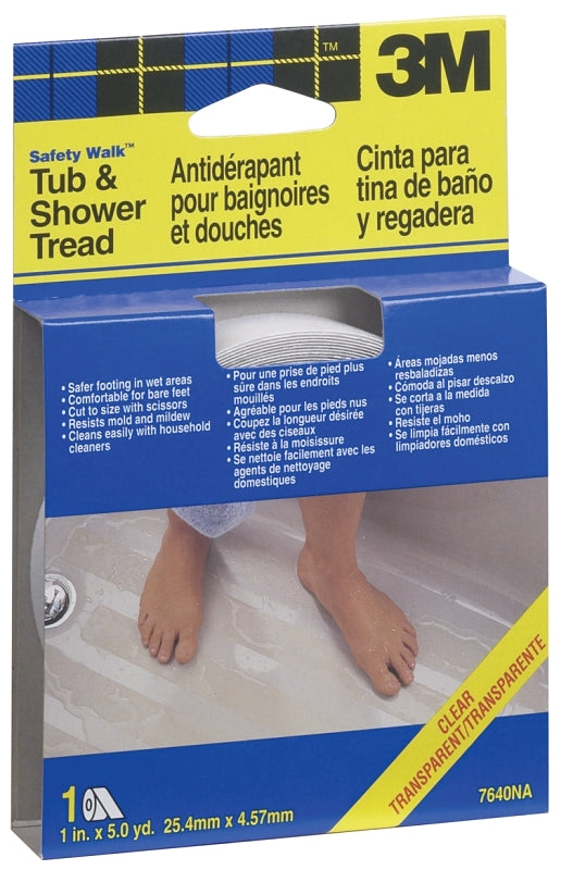 3M 7640 Tread, 180 in L, 1 in W, Clear, ADA Compliant