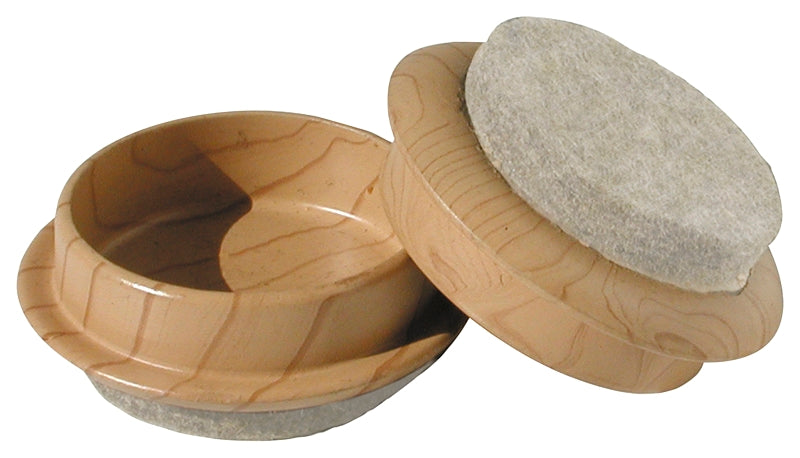 Shepherd Hardware 9363 Caster Cup, Round, 1-3/4 in L x 1-3/4 in W Dimensions, Felt Cloth, 4/PK