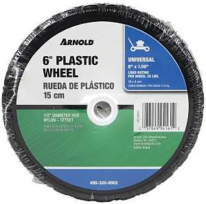 Arnold 490-320-0002 Lawn Mower Wheel, 6 x 1-1/2 in Tire, Diamond Tread, Plastic Rim