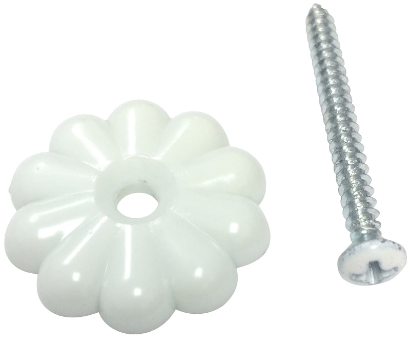 US Hardware D-138B Rosette Button, 1-1/8 in, Plastic, 24 BAG, White