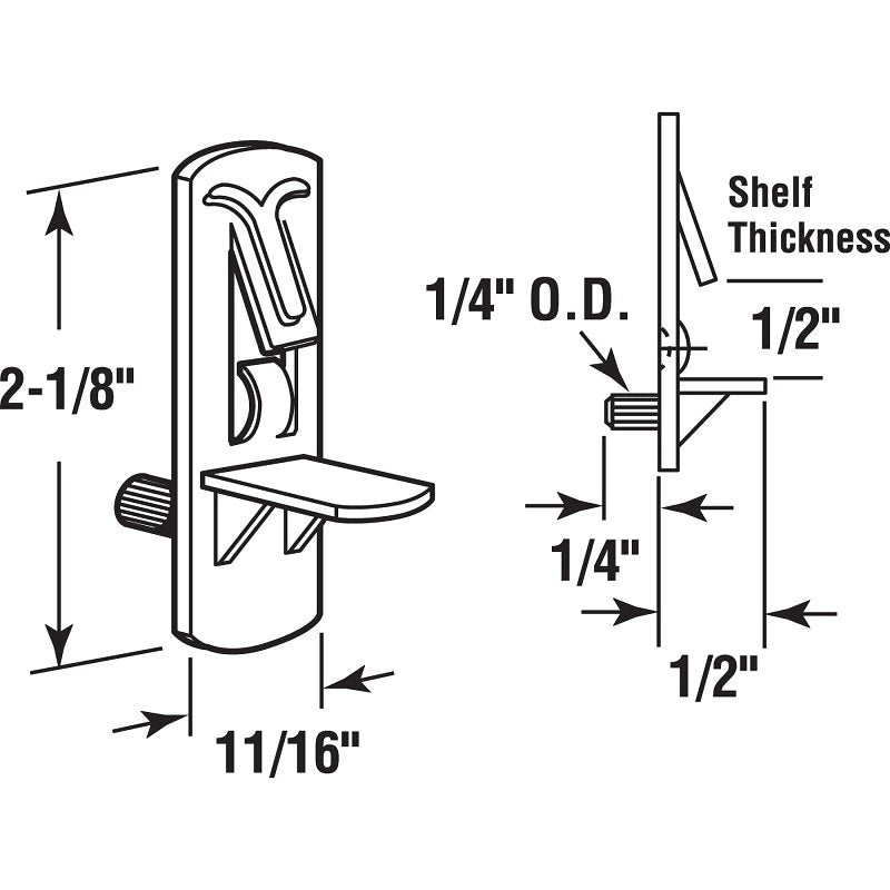 Prime-Line R 7316 Locking Shelf Peg, Plastic, Pack of 6