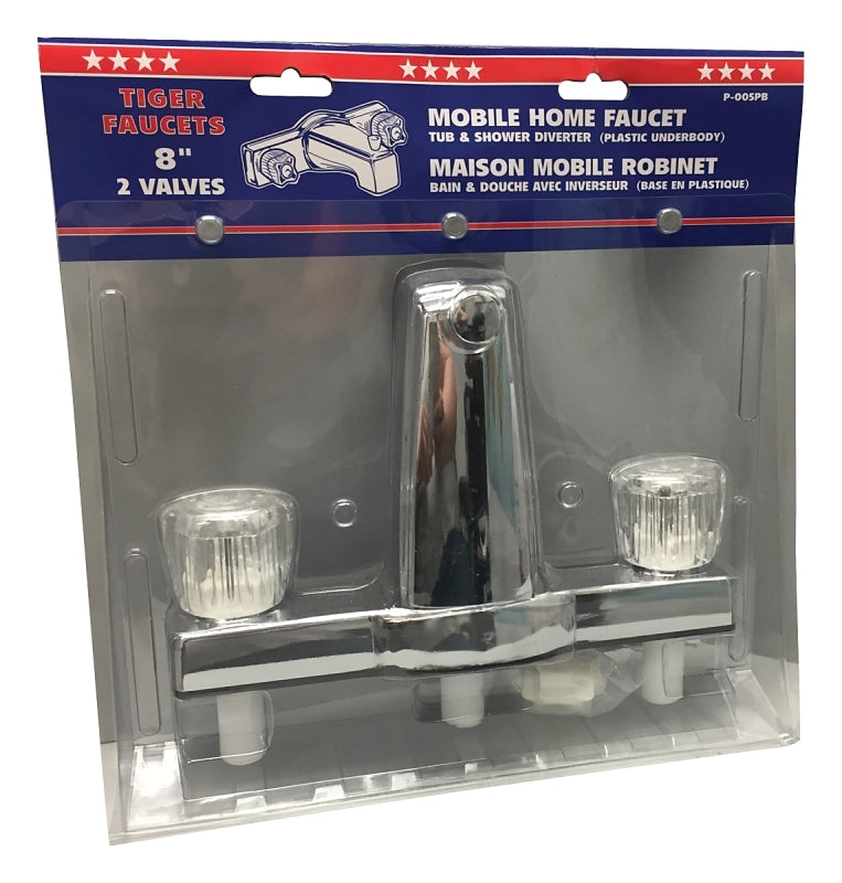 US Hardware P-005PB Tub and Shower Diverter, 2-Faucet Handle, Plastic, Chrome