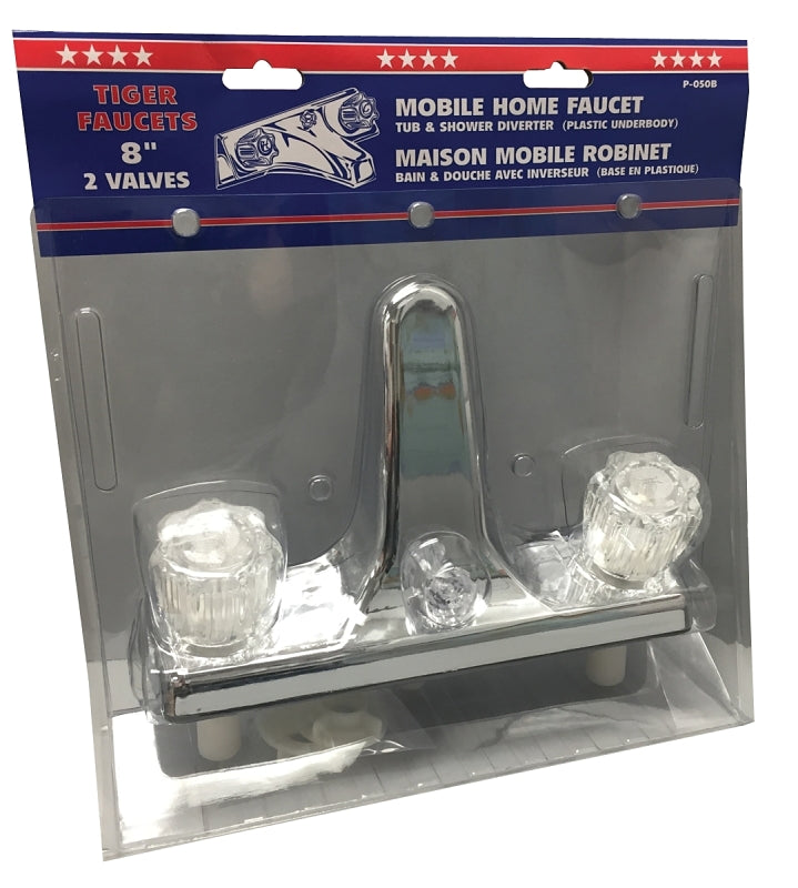 US Hardware P-050B Tub and Shower Diverter, 2-Faucet Handle, Plastic, Chrome