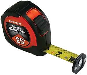 Swanson SAVAGE Series SVGL25M1 Tape Measure, 25 ft L Blade, 1-1/16 in W Blade, ABS/Rubber Case