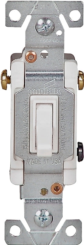 Eaton 1303-7W-10-L Toggle Switch, 15 A, 120 V, 3-Position, SPDT, Push-In Terminal, Polycarbonate Housing Material
