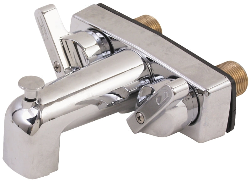 US Hardware P-671B Tub and Shower Diverter, 2-Faucet Handle, Center Mounting, Brass, Chrome