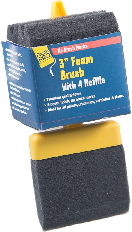 Foampro 73-4 Paint Brush, 3 in W Brush, Foam Bristle, Refillable Brush, Pack of 12