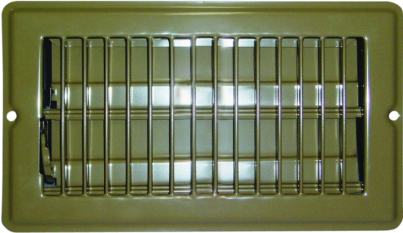 US Hardware V-102B Floor Register, 4 in W, 8 in H, 9/16 in L, Steel, Brown