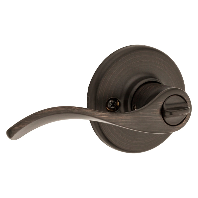 Kwikset 300BL 11P CP Privacy Lever, Thumbturn Lock, Venetian Bronze, Zinc, Residential, Reversible Hand, 3 Grade
