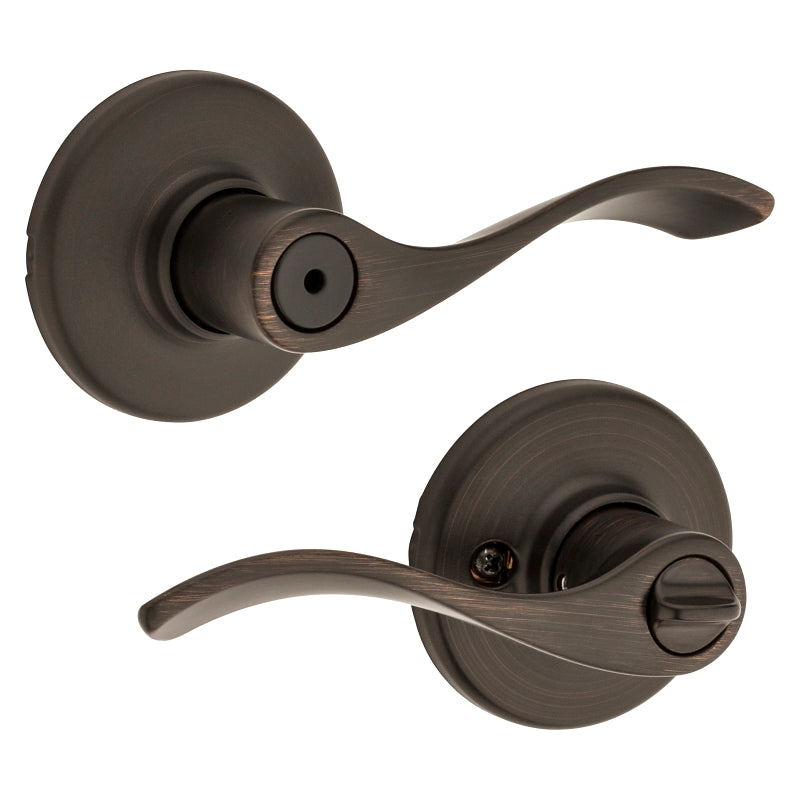 Kwikset 300BL 11P CP Privacy Lever, Thumbturn Lock, Venetian Bronze, Zinc, Residential, Reversible Hand, 3 Grade