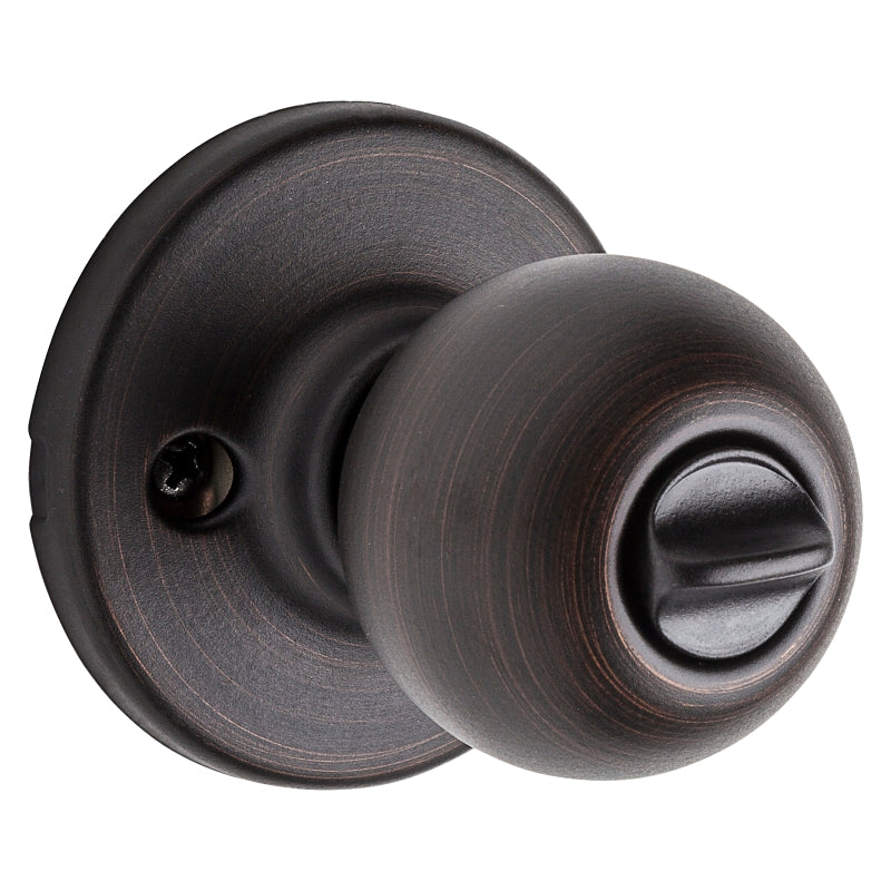 Kwikset 400P 11P CP Entry Knob, Venetian Bronze, Zinc, Pin, Tumbler Keyway, Residential, 3 Grade, Universal Hand