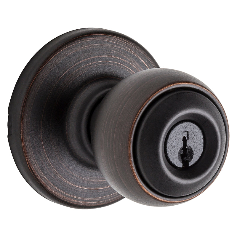 Kwikset 400P 11P CP Entry Knob, Venetian Bronze, Zinc, Pin, Tumbler Keyway, Residential, 3 Grade, Universal Hand