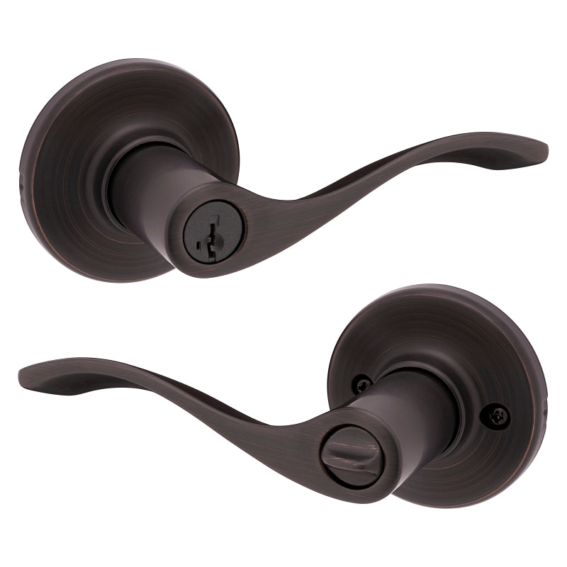 Kwikset 405BL 11P Entry Lever, Thumbturn Lock, Venetian Bronze, Zinc, Residential, Reversible Hand