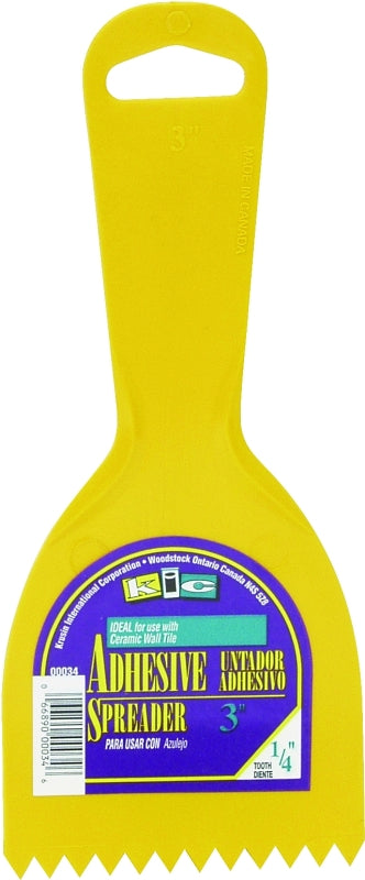 Homax 34 Adhesive Spreader Knife, 1/4 in Notch, Notched Blade, Polystyrene Blade, Polystyrene Handle