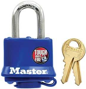 Master Lock 312D Padlock, 1-9/16 in W Body, Keyed Different Key, 9/32 in Dia Shackle, 1-1/16 in H Shackle, Steel Shackle