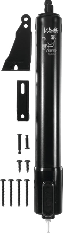 Wright Products TAP-N-GO Series V2012BL Pneumatic Door Closer, Black, 90 deg Opening