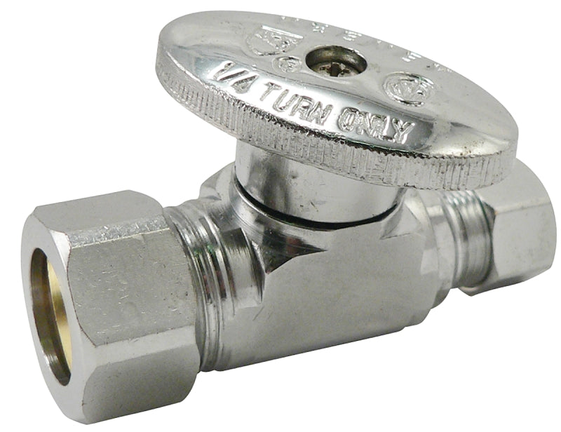 Plumb Pak PP2041PCLF Shut-Off Valve, 5/8 x 3/8 in Connection, Compression, Quarter-Turn Actuator, Brass Body