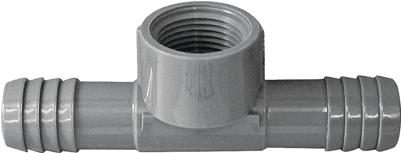 Boshart UPVCFT-07 Combination Hose Tee, 3/4 in, Insert x Insert x FPT, PVC, Black