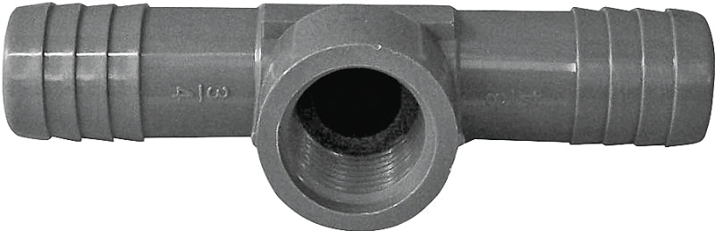 Boshart UPVCFRT-101007 Combination Hose Reducing Tee, 1 x 3/4 in, Insert x Insert x FPT, PVC, Black