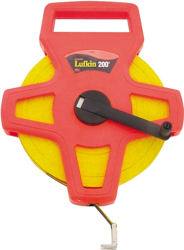 Crescent Lufkin FE200 Tape Measure, 200 ft L Blade, 1/2 in W Blade, Fiberglass Blade, Plastic Case, Orange Case