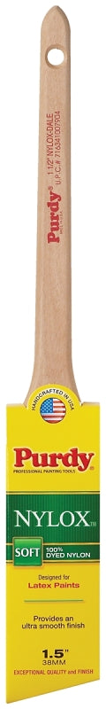 Purdy Nylox Dale 080215 Trim Brush, 1-1/2 in W, Angular Brush, 2-3/16 in L Bristle, Nylon Bristle, Rattail Handle