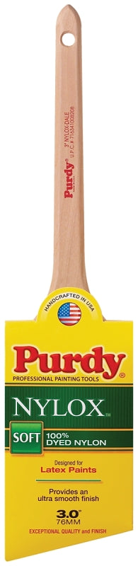 Purdy 144080230 Paint Brush, 3 in W, Angular Brush, 2-15/16 in L Bristle, Nylon Bristle, Rat Tail Handle
