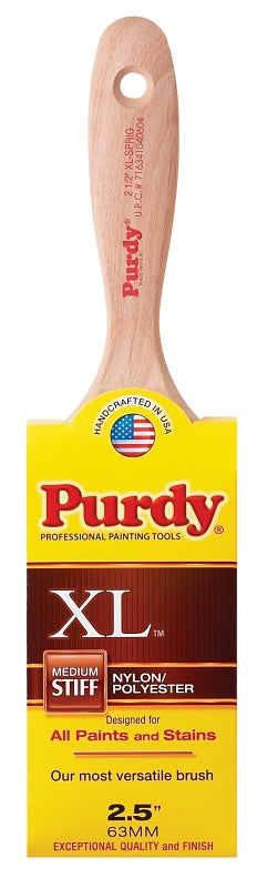 Purdy 144380325 Paint Brush, 2-1/2 in W, Flat Brush, 2-15/16 in L Bristle, Nylon/Polyester Bristle, Beaver Tail Handle