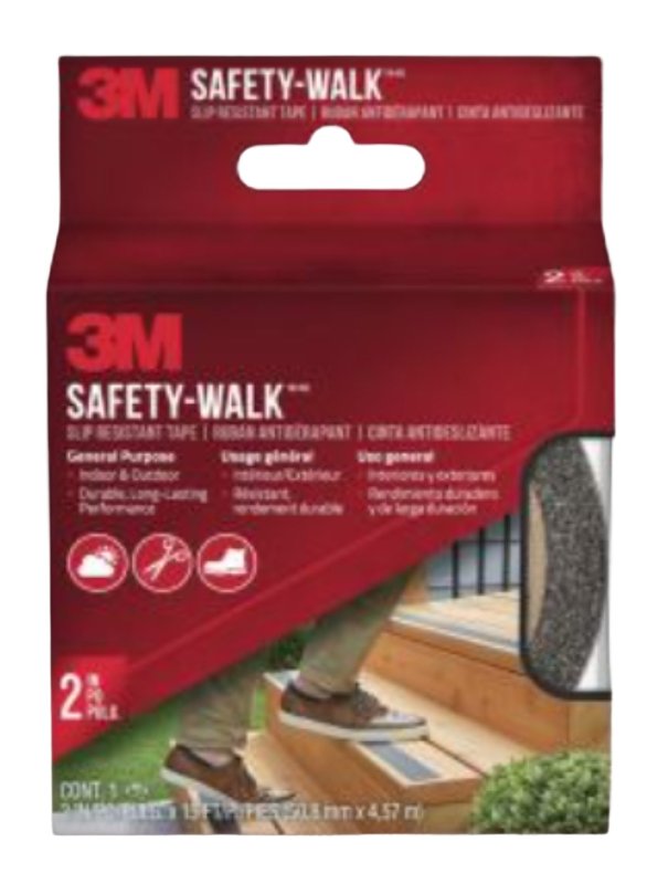 Safety-Walk 7635NA Tread Tape, 15 ft L, 2 in W, Plastic Backing, Black