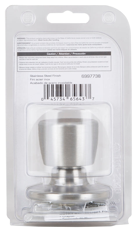 ProSource TS640V-PS Dummy Knob, Tulip Design, 1-3/8 to 1-3/4 in Thick Door, Stainless Steel, 65.7 mm Rose/Base