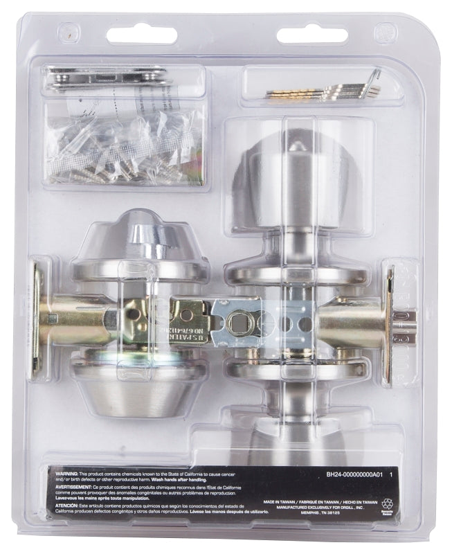 ProSource BS6B1-PS Deadbolt and Entry Lockset, Turn Button Lock, Knob Handle, Tulip Design, Stainless Steel, 3 Grade, Pack of 2