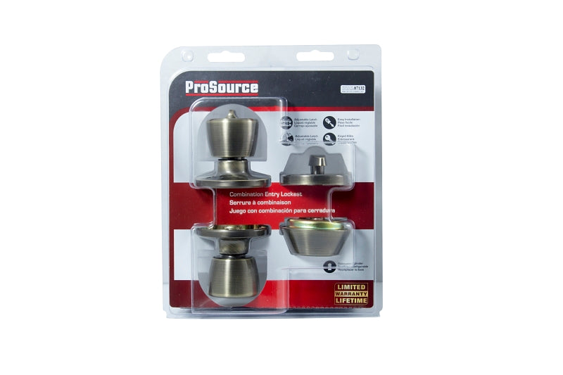 ProSource BS8B1-PS Deadbolt and Entry Lockset, Turnbutton Lock, Tulip Design, Antique Brass, 3 Grade, Brass, Pack of 2