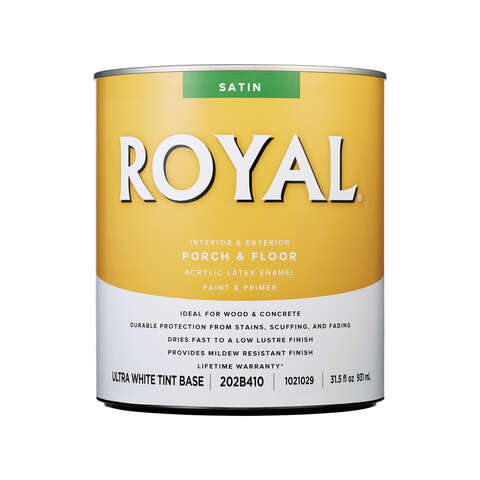 Royal Satin Tint Base Ultra White Base Porch & Floor Paint 1 qt, Pack of 4