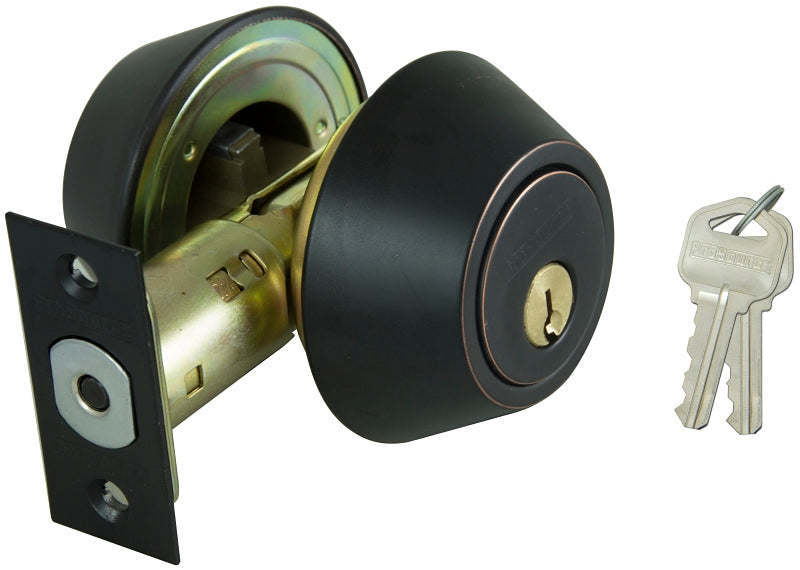 ProSource DBX2V-PS Deadbolt, 3 Grade, Aged Bronze, 2-3/8 to 2-3/4 in Backset, KW1 Keyway, 1-3/8 to 1-3/4 in Thick Door, Pack of 3