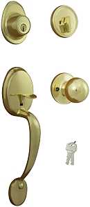 ProSource S7731-PS Combination Lockset, Polished Brass, T3 Interior Handle, 3 Grade, Brass