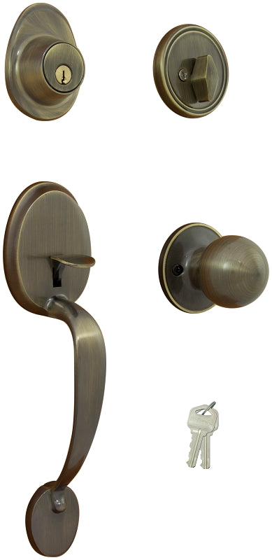 ProSource S7831-PS Combination Lockset, Antique Brass, T3 Interior Handle, 3 Grade, Brass