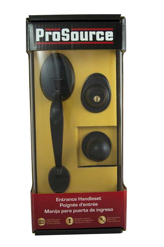 ProSource Handleset, 3 Grade, Keyed Key, Zinc, Aged Bronze, 2-3/8 x 2-3/4 in Backset, KW1 Keyway, Residential