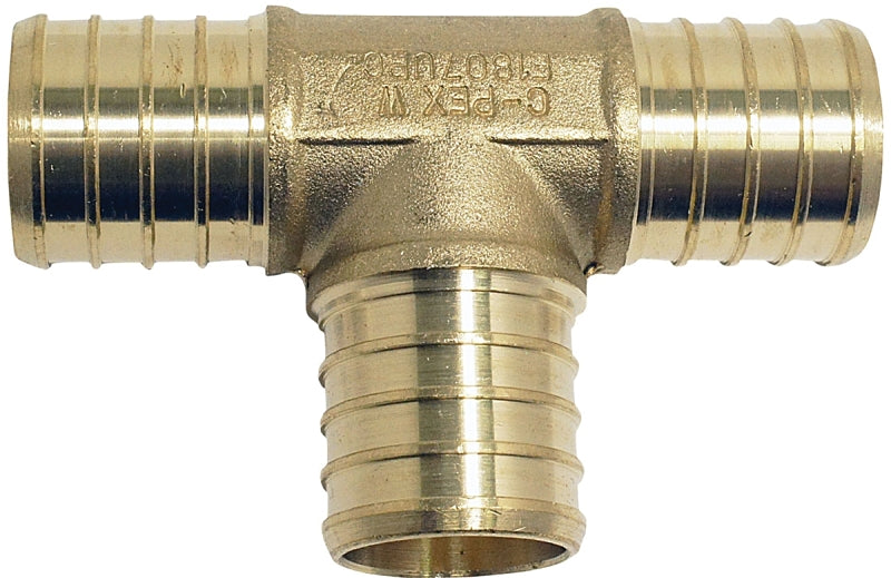 Apollo APXT11 Tube Tee, 1 in, Barb, PEX-B, Brass