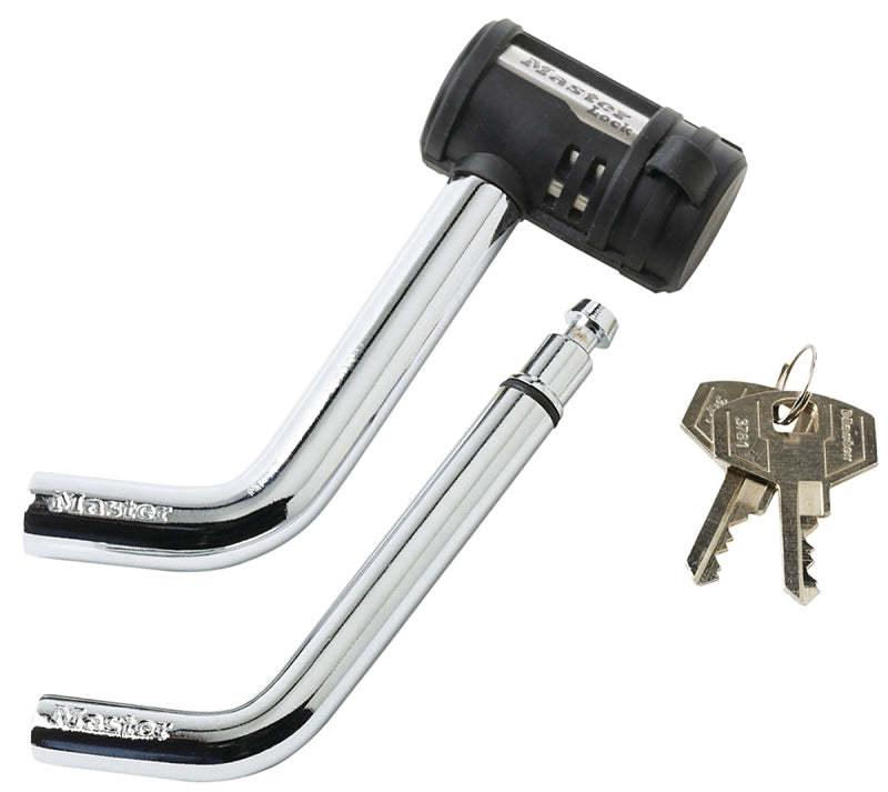 Master Lock 2866DAT Receiver Lock, For: 1/2 in and 5/8 in Receivers, Stainless Steel, Black/Silver