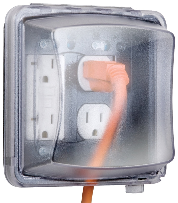 TayMac MM2410C Cover, 5-3/4 in L, 5-1/2 in W, 2-Gang, Polycarbonate, Clear
