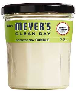 Mrs. Meyer's 42116 Soy Candle, Lemon Verbena Fragrance, 35 hr Burning, White Candle