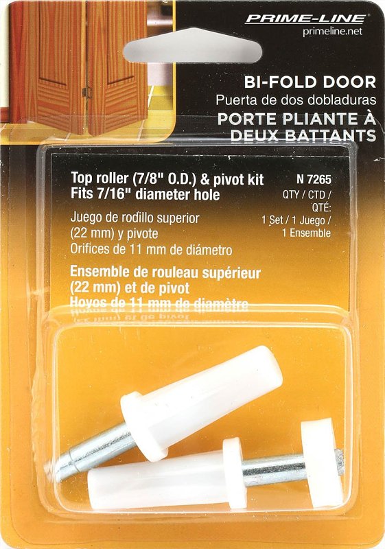 Prime-Line N 7265 Door Pivot and Guide Set, 7/16 in Dia Base, 1-1/2 in H Base, Plastic/Steel
