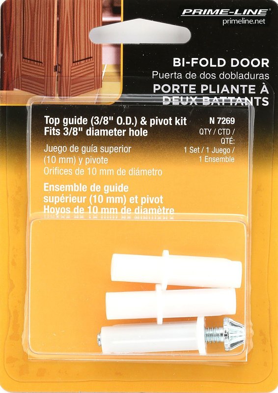 Prime-Line N 7269 Adjustable Bi-Fold Top and Bottom Pivot Set, Plastic/Steel, For: Bi-Fold Doors