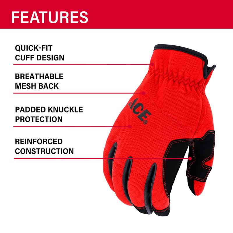 Ace L I-Mesh High Performance Utility Red Gloves