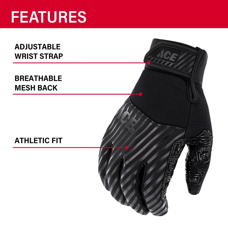 Ace Extreme High Performance Grip Gloves Black L 1 pk