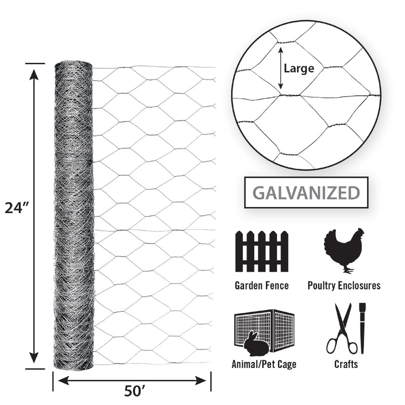 Garden Craft 36 in. H X 50 ft. L Galvanized Steel Fencing 2 in.