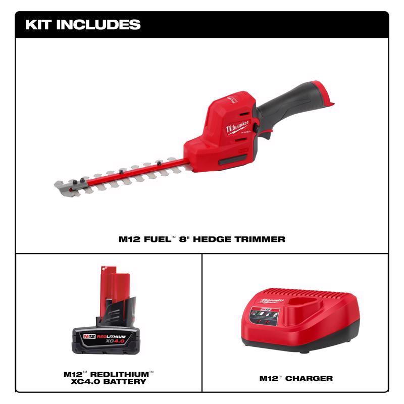 Milwaukee M12 FUEL 2533-21 8 in. 12 V Battery Hedge Trimmer Kit (Battery & Charger)