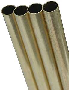 K & S 1148 Decorative Tube, Round, 36 in L, 7/32 in Dia, 0.014 in Wall, Brass, Pack of 6